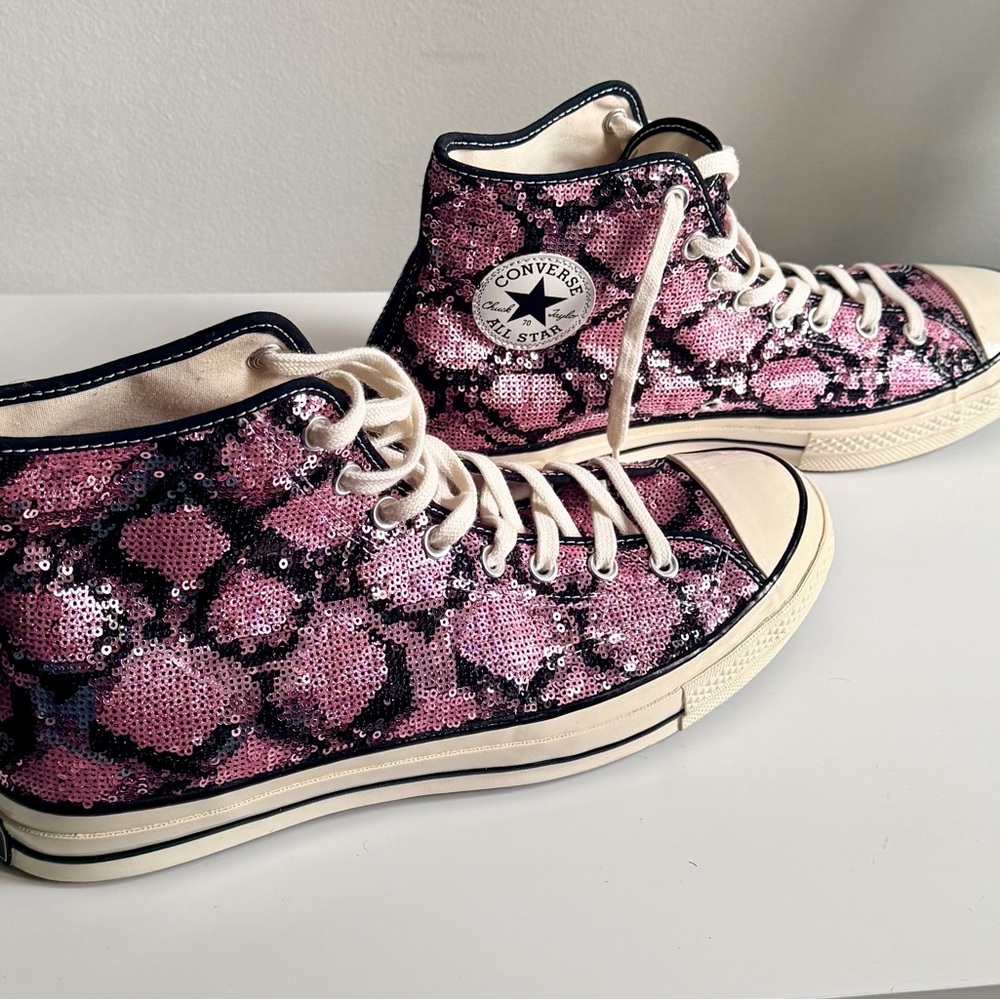 Converse Pink and Black Sequin High-Tops